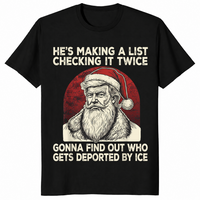 Political christmas shirt with stern vintage Santa and list joke, black