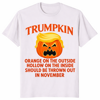 Political Halloween shirt in ice grey with a Trumpkin jack-o-lantern satire design