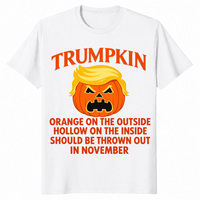 Political Halloween shirt in white with a Trumpkin jack-o-lantern satire design