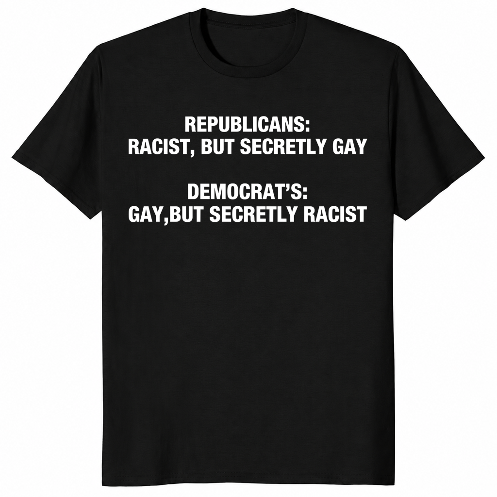 Political satire shirt in black