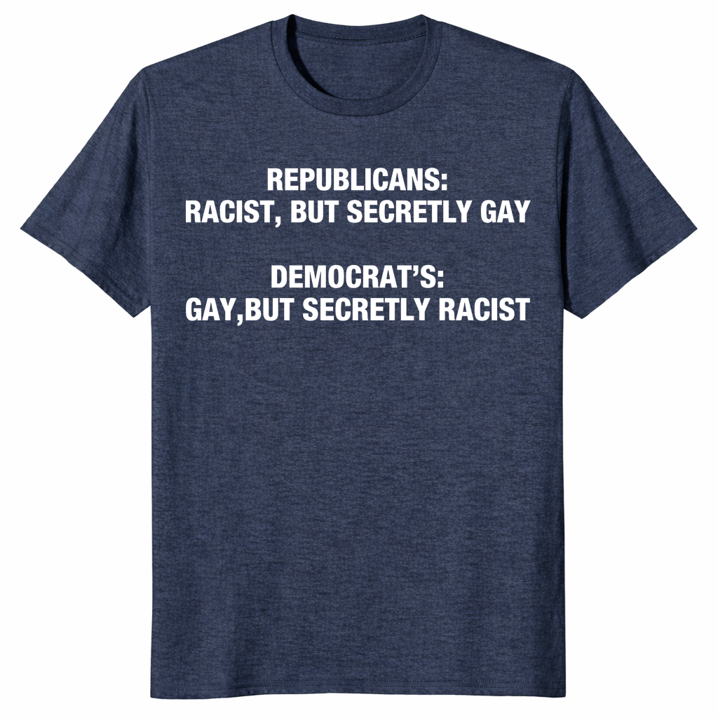 Political satire shirt in heather navy
