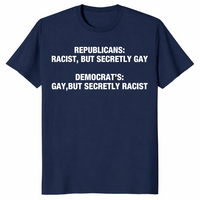 Political satire shirt in navy