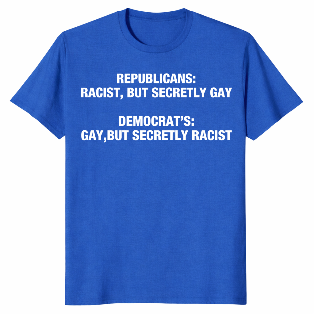 Political satire shirt in royal blue