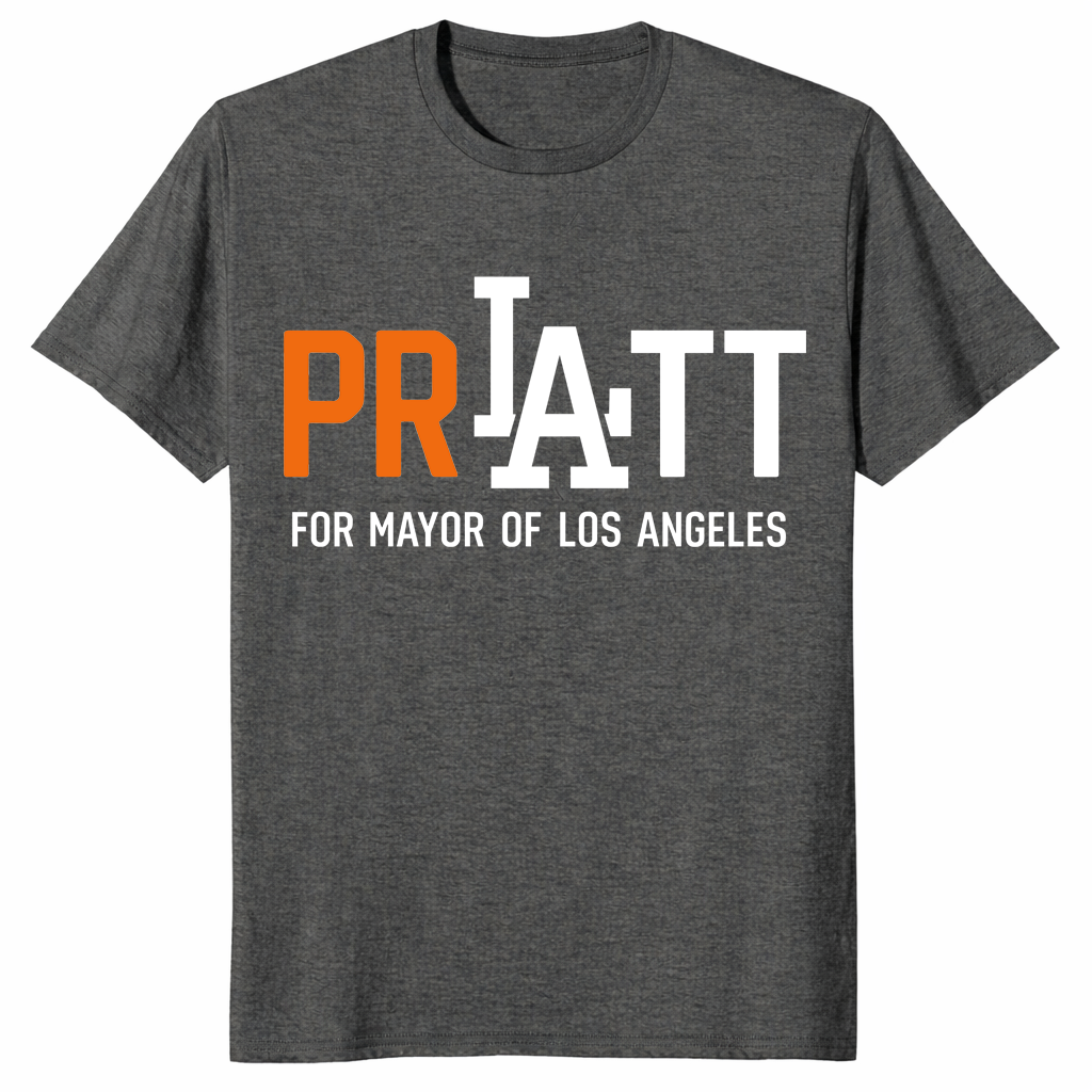 Pratt For Mayor LA 2026 graphic tee for political parody fans