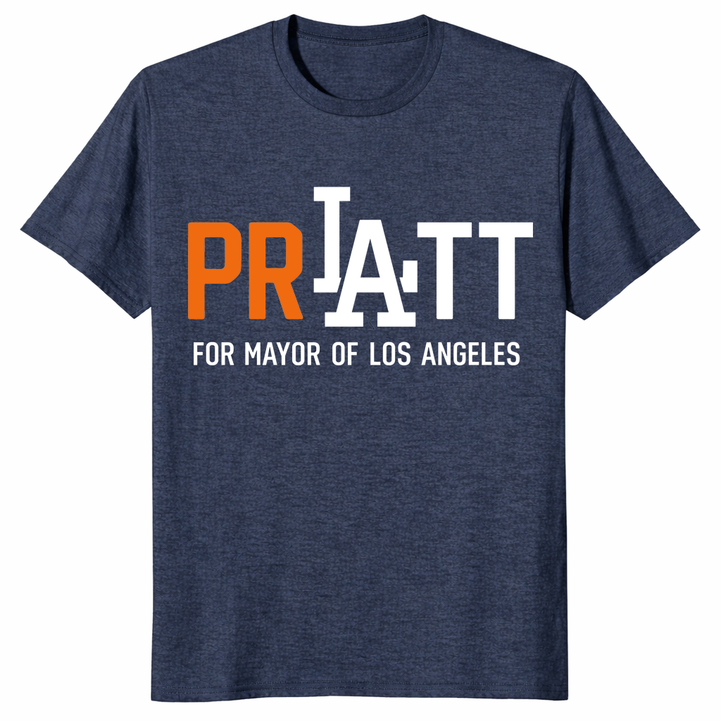 Vote Pratt Los Angeles 2026 shirt with bold campaign-inspired artwork