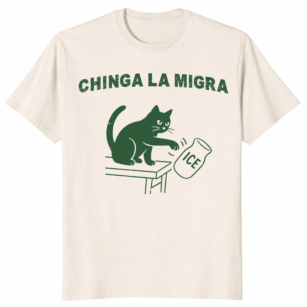 Pro Immigration Cat Shirt in natural