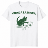 Pro Immigration Cat Shirt in white