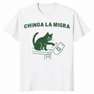 Pro Immigration Cat Shirt in white