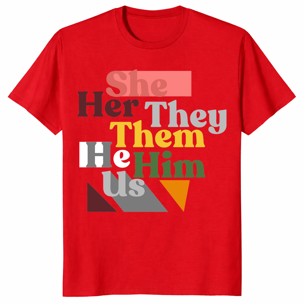 Pronoun Pride Tee in red