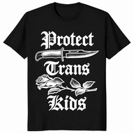 Protect trans kids shirt with gothic knife and rose design