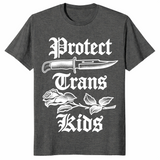 Knife and rose protect trans kids shirt, gothic LGBTQ pride tee