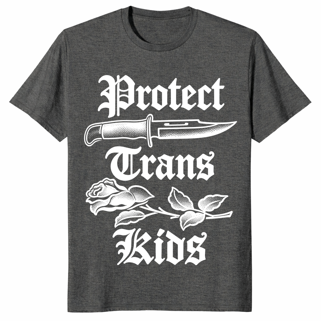 Knife and rose protect trans kids shirt, gothic LGBTQ pride tee