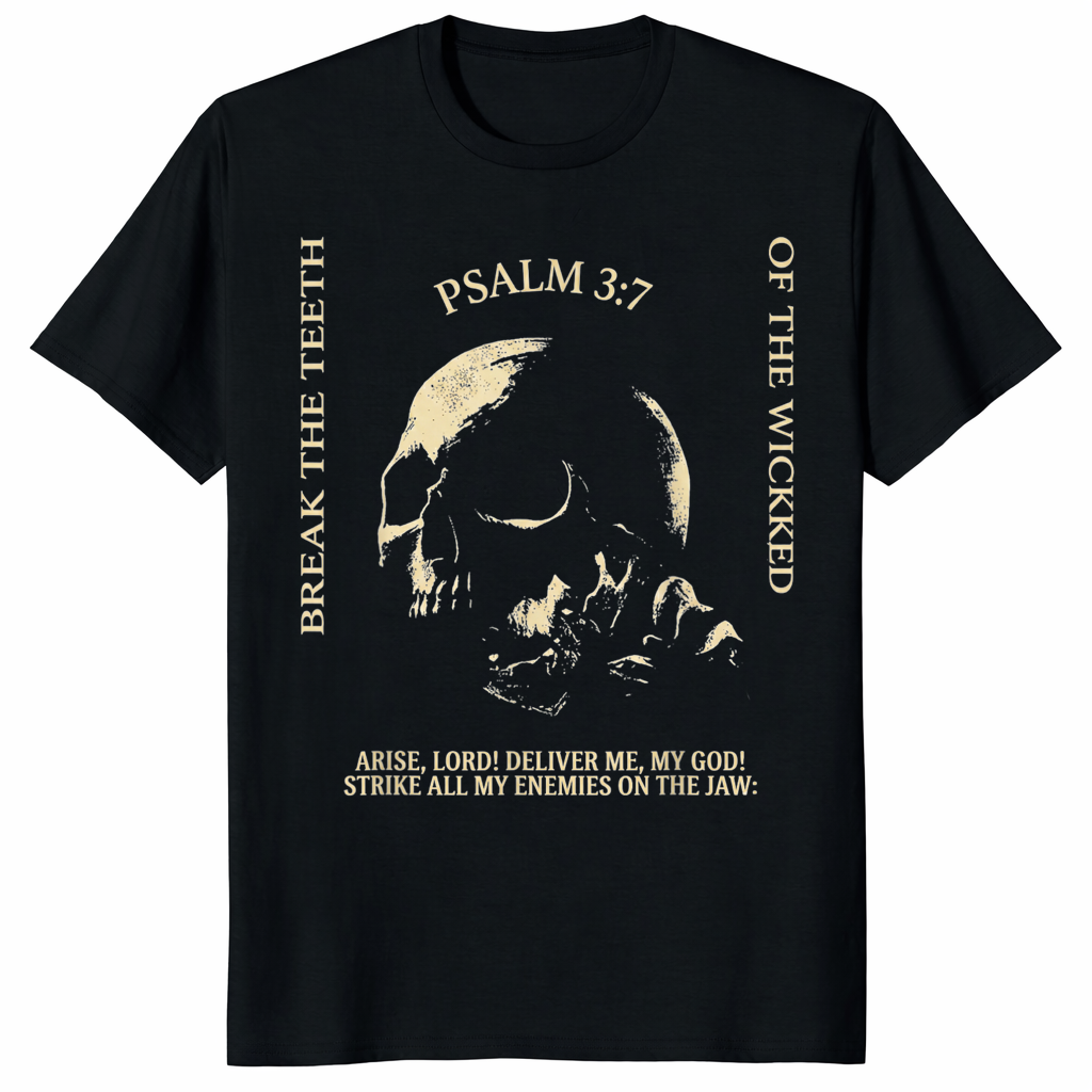 Psalm 3:7 Bible Verse Shirt featuring vintage Christian skull design by cuccico