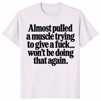 Pulled a muscle shirt in ice grey, funny sarcastic slogan tee