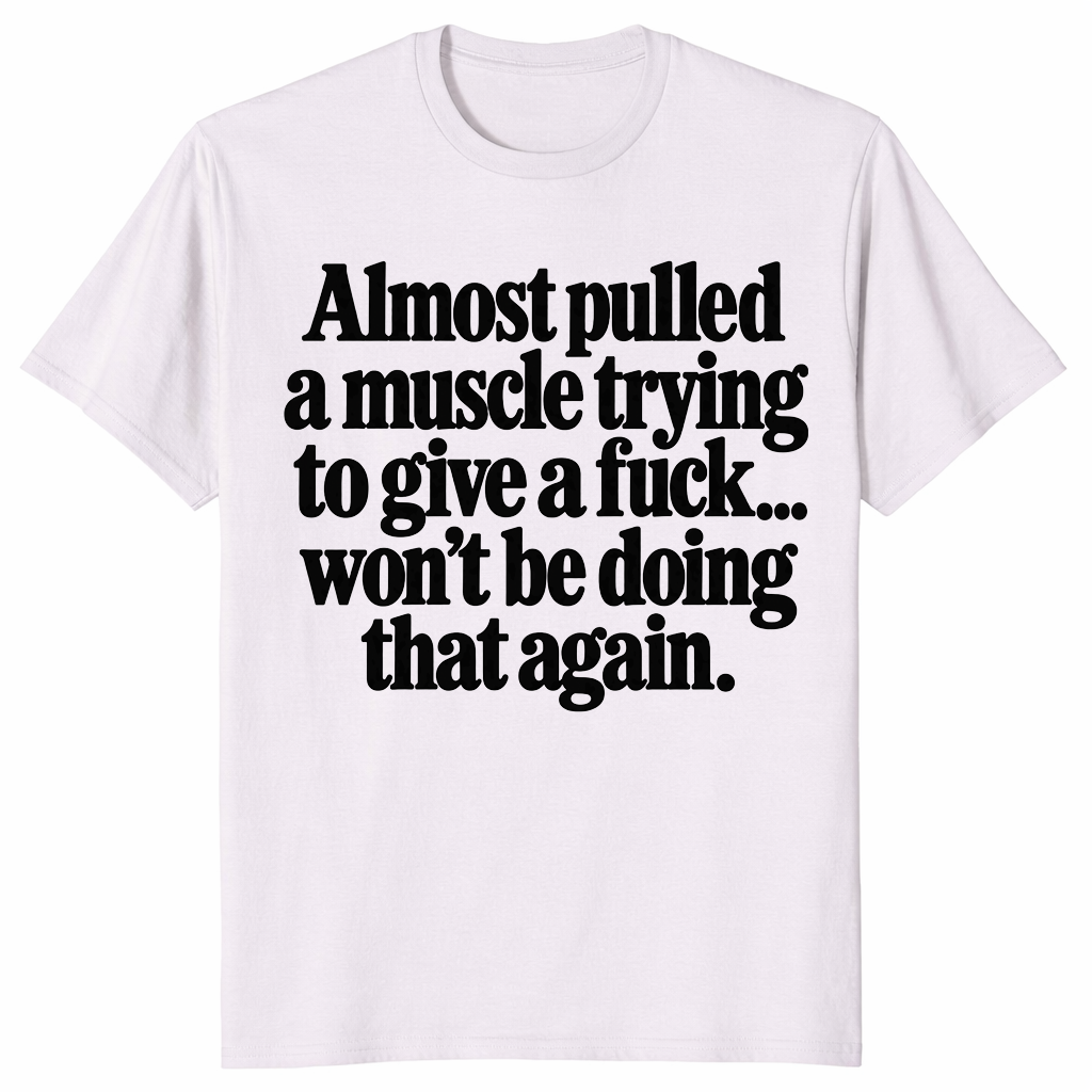 Pulled a muscle shirt in ice grey, funny sarcastic slogan tee