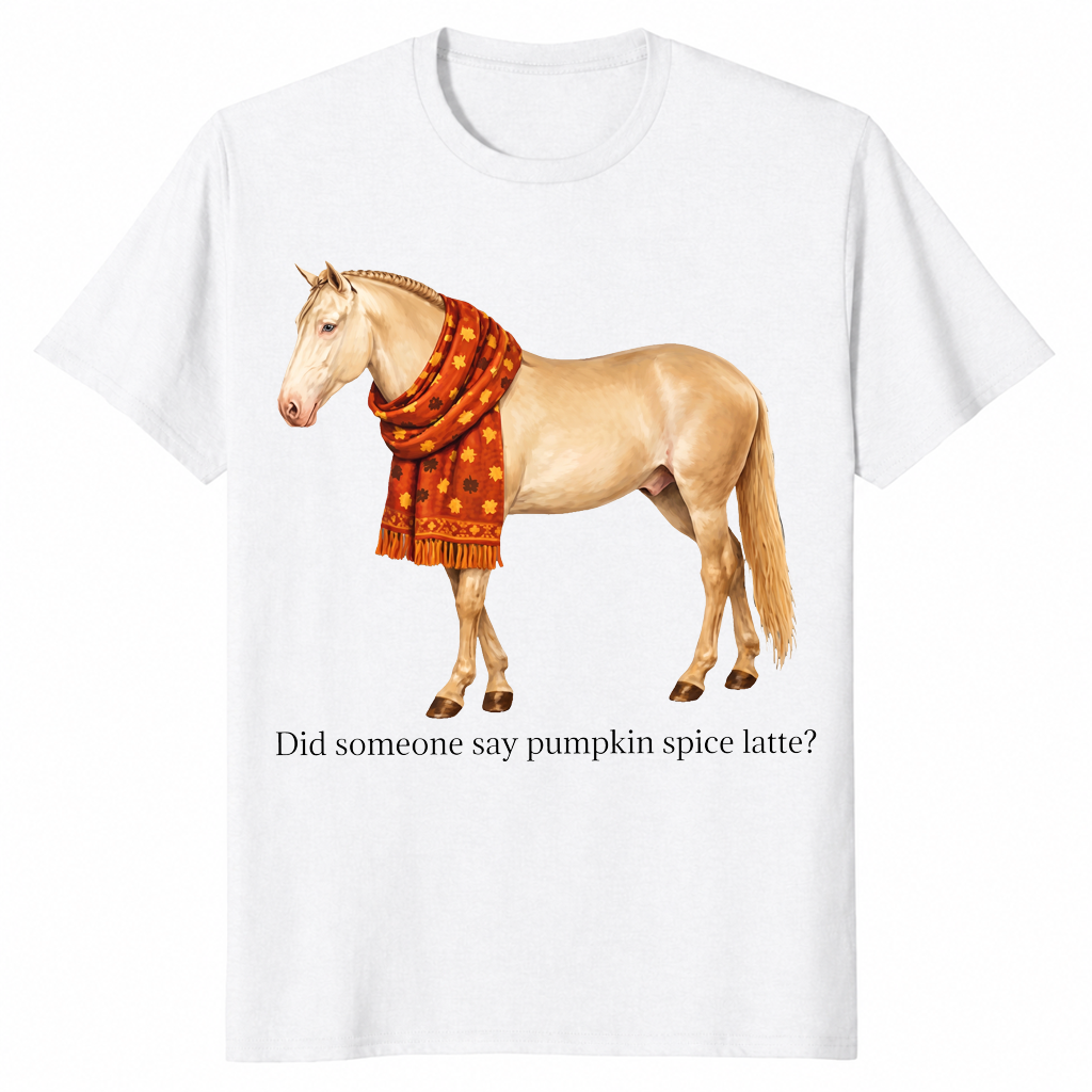 Pumpkin spice horse shirt in white