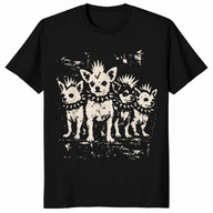 Black punk chihuahua shirt with a vintage rock graphic of a mohawk dog in a spiked collar