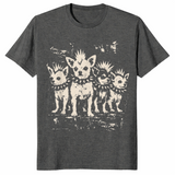 Dark Heather punk chihuahua shirt with a vintage rock graphic of a mohawk dog in a spiked collar