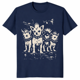 Navy punk chihuahua shirt with a vintage rock graphic of a mohawk dog in a spiked collar