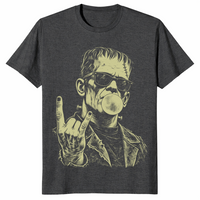 Punk frankenstein shirt in dark heather grey