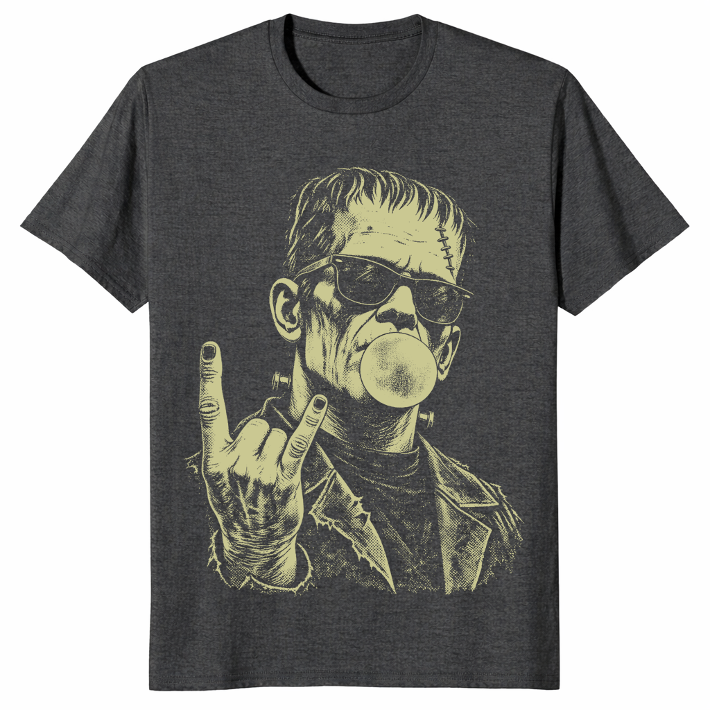 Punk frankenstein shirt in dark heather grey