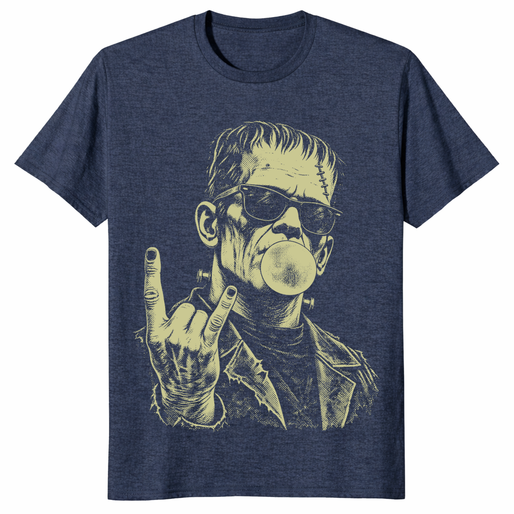 Punk frankenstein shirt in heather navy