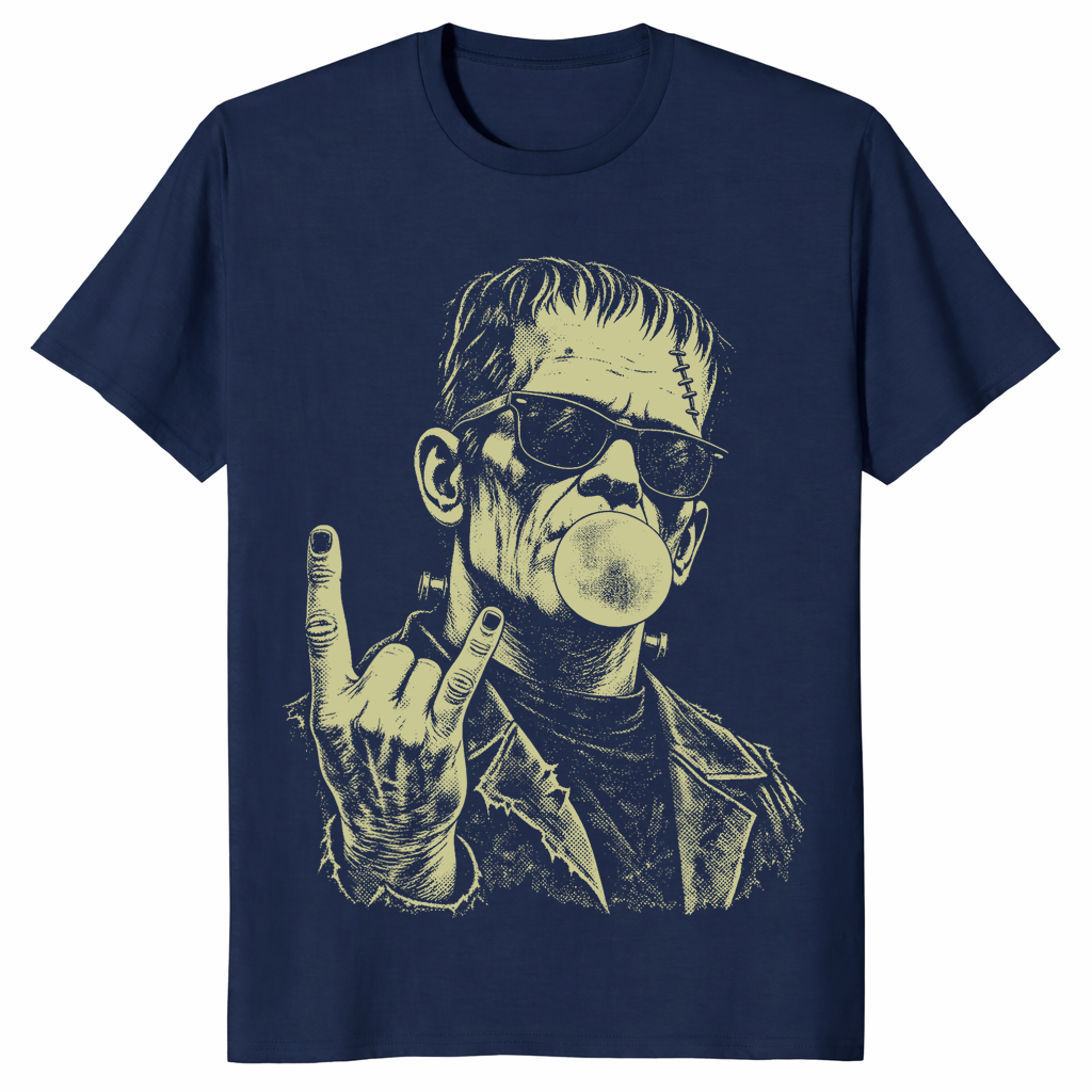 Punk frankenstein shirt in navy