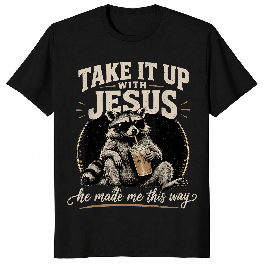 Raccoon Christian shirt in black