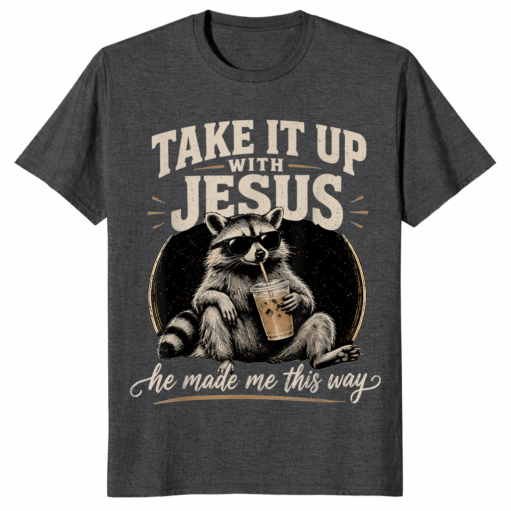 Raccoon Christian shirt in dark heather grey