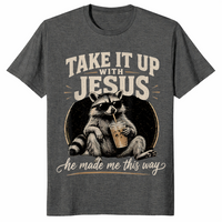 Raccoon Christian shirt in dark heather