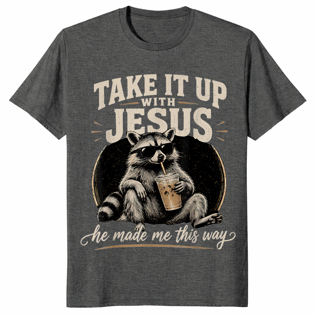Raccoon Christian shirt in dark heather