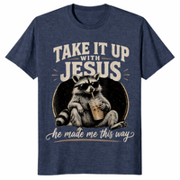 Raccoon Christian shirt in heather navy