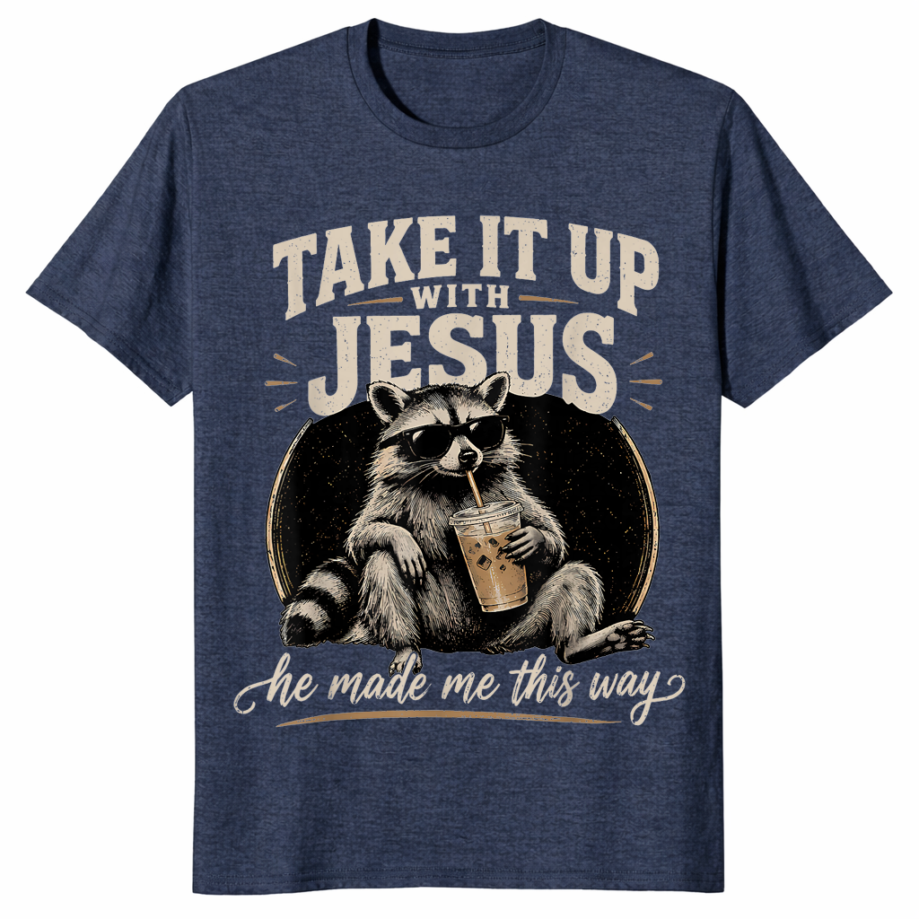Raccoon Christian shirt in heather navy