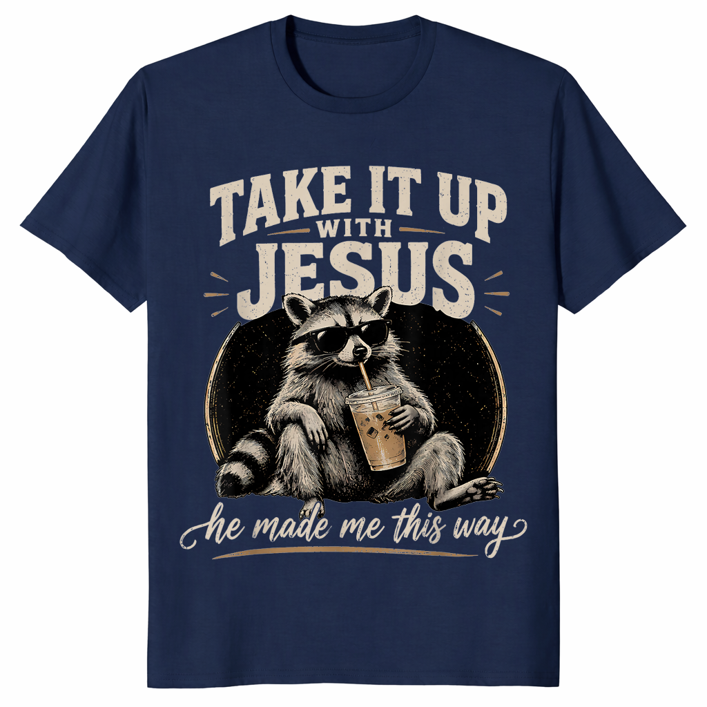 Raccoon Christian shirt in navy