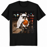 Raccoon ghost shirt in black