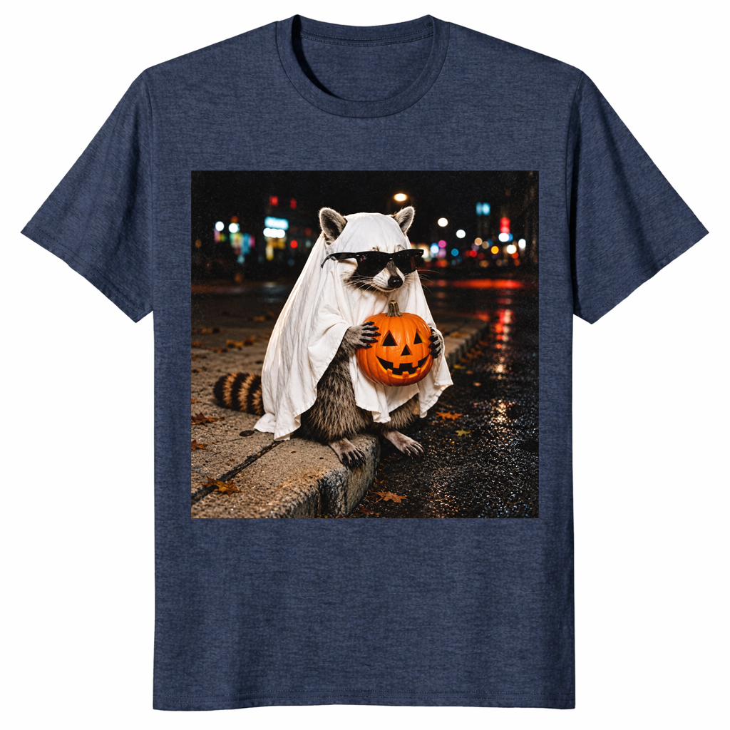 Raccoon ghost shirt in heather navy