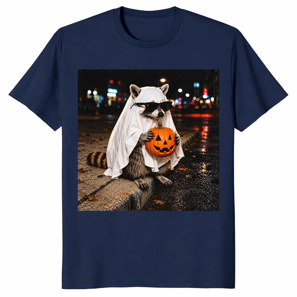 Raccoon ghost shirt in navy