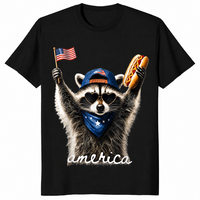 Raccoon hot dog 4th of July shirt black