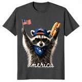 Raccoon hot dog 4th of July shirt dark heather grey