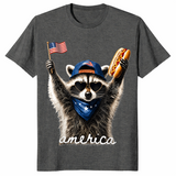 Raccoon hot dog 4th of July shirt dark heather
