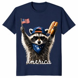Raccoon hot dog 4th of July shirt navy