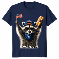 Raccoon hot dog 4th of July shirt navy