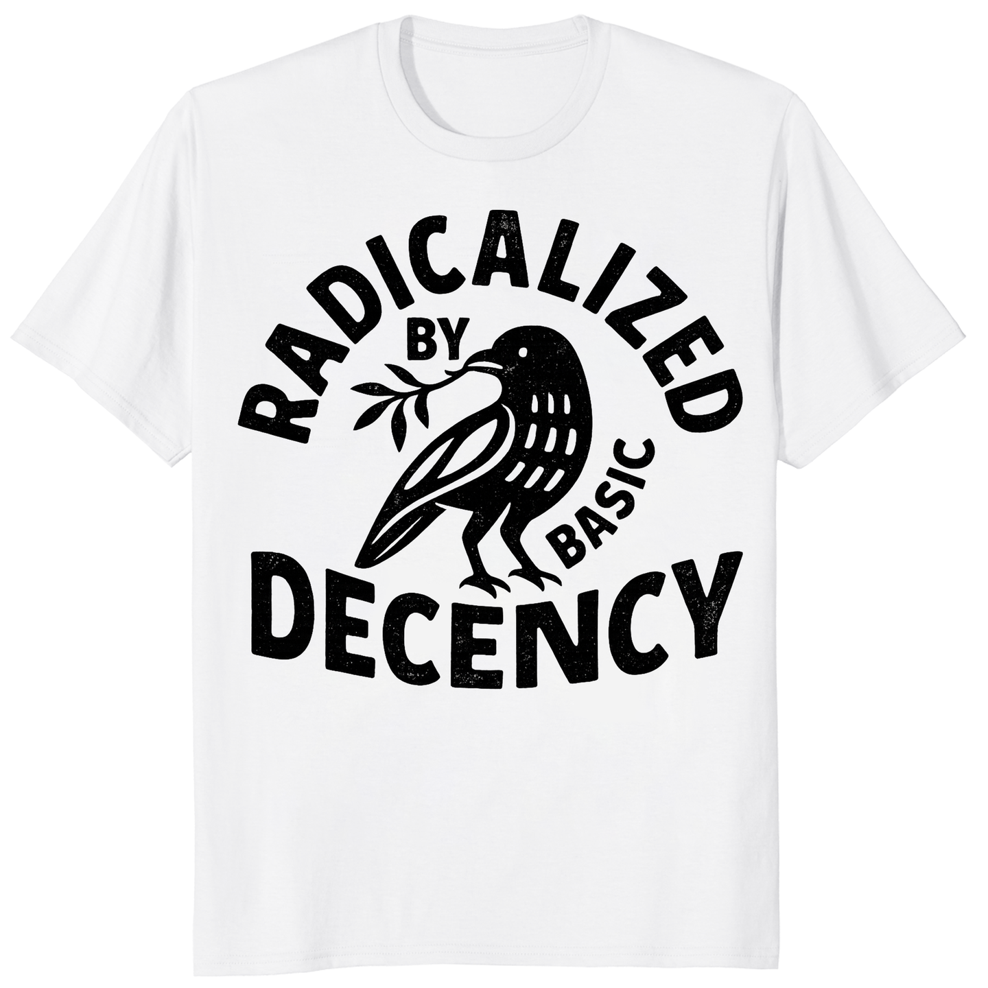 Radicalized By Basic Decency T-Shirt in White by Cuccico