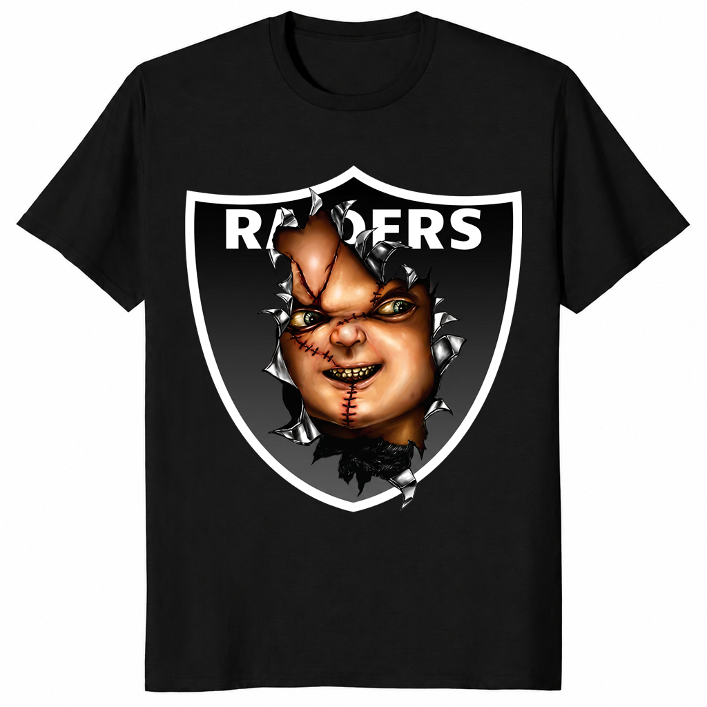 Raiders Chucky shirt in black unisex cotton tee