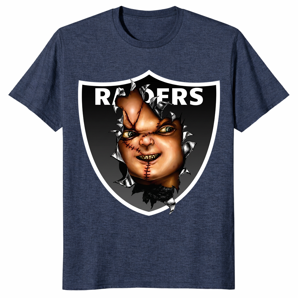 Raiders Chucky shirt in heather navy unisex cotton tee