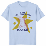 Light blue Rats Spelled Backwards is Star shirt silly rat tee