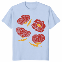 Red poppy political graphic tee with artistic anti Trump floral print