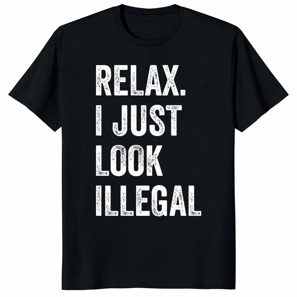 Relax I Just Look Illegal Shirt in Black - Bold Political Humor Graphic Tee