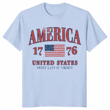 Retro America 4th of July Preppy Shirt in Light Blue