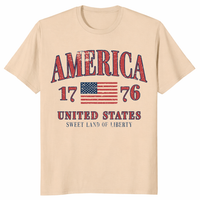Retro America Trendy USA Aesthetic Patriotic Tee in Sand